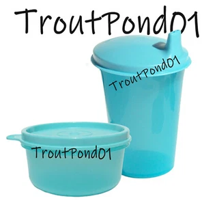 Tupperware Campana Vasos Niños Snack Cup Set Sippy Sipper Sello 7 OZ Tazón Azul - Imagen 1 de 3