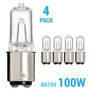 4 Pack Q100CL/DC 100W 120V T4 Double Contact DC Bayonet BA15d Clear 1700 Lumens - Picture 1 of 3