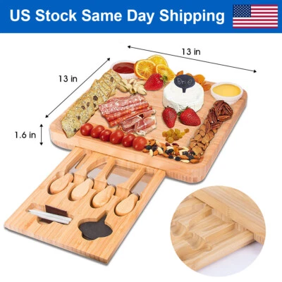 Juego de tablas de queso y cuchillos de bambú de cocina tablas de charcutería y plato de queso EE. UU. Foto 1 de 4
