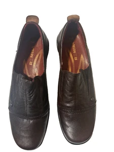Romika Loafers Womens 7.5 38 Cassie Leather Slip On Brown Wrinkled Textured - Picture 1 of 4