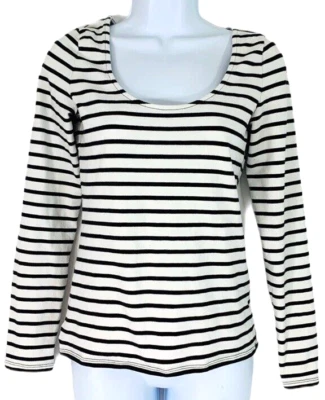 Top de manga larga Victoria's Secret para mujer talla S negro blanco a rayas Foto 1 de 4