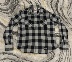 Levi's San Antonio Spurs Long Sleeve Flannel T Shirt Black Grey - Mens Size L - Picture 1 of 9