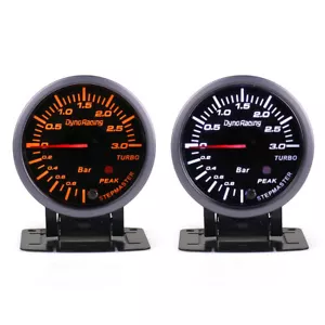 60mm LED Pointer Turbo Boost Gauge Bar Meter Black 12V 0-3Bar Vacuum Press Meter - Picture 1 of 9