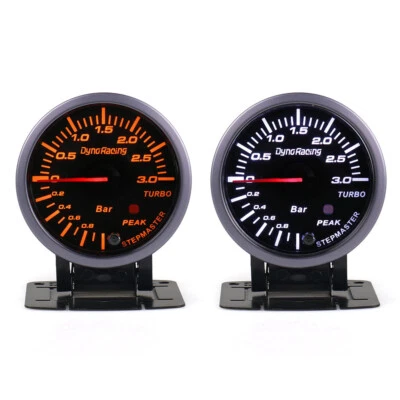 60mm LED Pointer Turbo Boost Gauge Bar Meter Black 12V 0-3Bar Vacuum Press Meter - Image 1 of 4