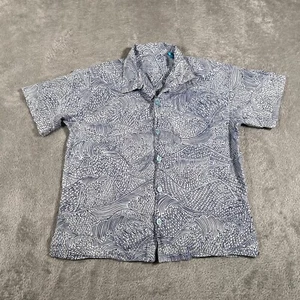 Tori Richard Hawaii Shirt Youth Size 6-7 Gray Wave Button Up Short Sleeve - Picture 1 of 8
