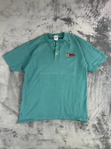 Torch Lake Michigan Henley Shirt Men’s Medium Green Cotton Deluxe Single Stitch - Picture 1 of 8