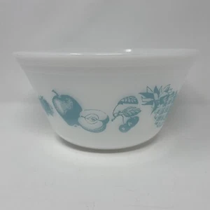 Vintage Federal Ovenware Milk Glass 9" Turquoise Fruit Bowl - Picture 1 of 6