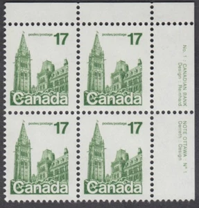 Canada - #790 Parliament Buildings Plate Block #1 - MNH - Picture 1 of 1