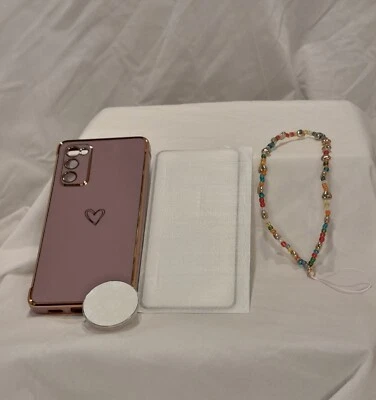 Samsung Galaxy S20FE Hollow Heart Soft Cell Phone Case with Accessories Purple - Image 1 of 4