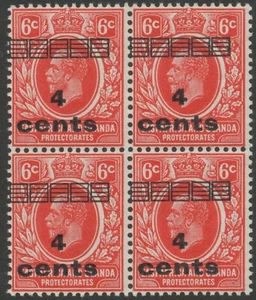 BRITISH EAST AFRICA AND UGANDA 1919 King George V 4 C on 6 C carmine U/M VARIETY - Picture 1 of 1