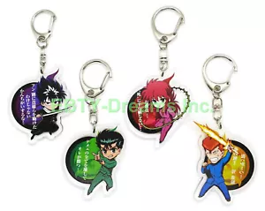 Set di 4 portachiavi acrilico anime Yu Yu Hakusho Yuusuke, Hiei, Kurama, Kazuma - Foto 1 di 2
