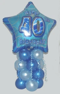 40. GEBURTSTAG - ALTER 40 - MÄNNLICH BLAU - FOLIENBALLONDISPLAY - TISCHMITTELSTÜCK - Bild 1 von 4