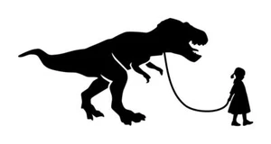 Girl Walking T-Rex Decal #1 3"x6.5" Choose Color - Picture 1 of 2