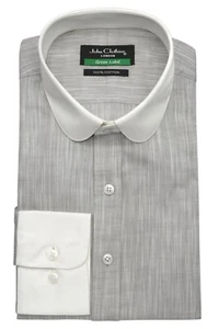 Camisa clásica Penny Club cuello gris claro lino algodón persianas pico para hombre - Imagen 1 de 7