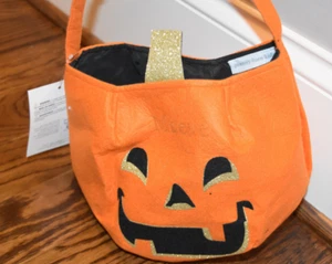 Pottery Barn Kids Pumpkin Glitter Treat Bag Halloween NEW NWT Name Removed - Bild 1 von 2