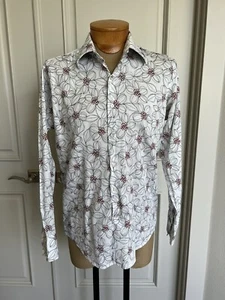Jaymes Los Angeles Mens White Floral Print Button Down Dress Shirt Sz L - Picture 1 of 5