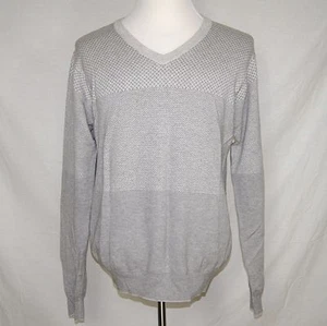 Herren Perry Ellis V-Ausschnitt Pullover Strickjacke Größe Medium Beige Hellgrau L/S - Bild 1 von 9
