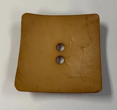 Large Toffee Brown Square Plastic Button - 60mm / 2 1/4" - Dill Buttons Brand - Image 1 of 3