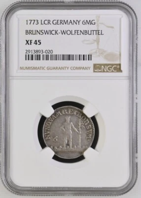 1773 LCR German States Brunswick-Wolfenbuttel. 1/6 Taler 6MG. NGC XF 45. TOP POP - Image 1 of 2