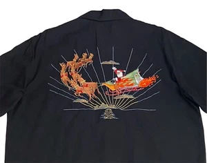 Camisa Tori Richard Para Hombre Talla M Papá Noel En Trineo Hot Rod Con Bordado de Reno - Imagen 1 de 5