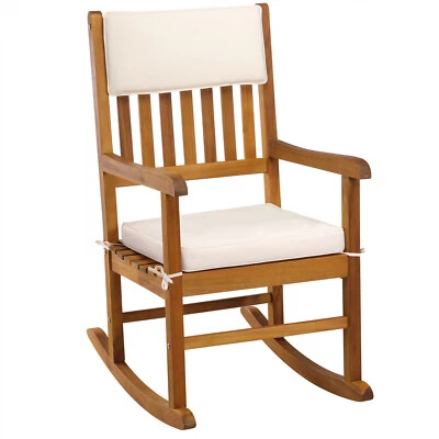 CASARIA® Schaukelstuhl Gartenstuhl Holz 160kg Belastbar 76x102cm Armlehne Garten - Bild 1 von 4