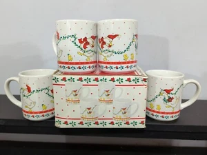 Set of 4 HomeStyle Christmas Geese Chicks Ceramic Mugs - Picture 1 of 6