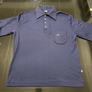 NWOT 70’s Surf HANG TEN 2 Feet Logo Blue Pocket Polo Shirt Adult Medium Surfers - Picture 1 of 9