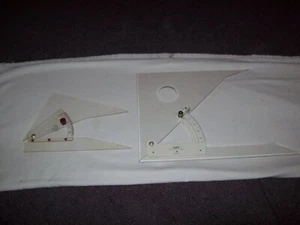 2 Vintage Adjustable Protractor Triangles - Post 1588 & Tacro Germany 4457-12 - Picture 1 of 15