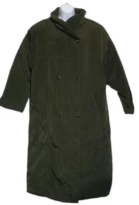 Vintage Gallery Coat Duck Down Long Green Quilted Double Breasted Tag L Fits XL - Picture 1 of 9