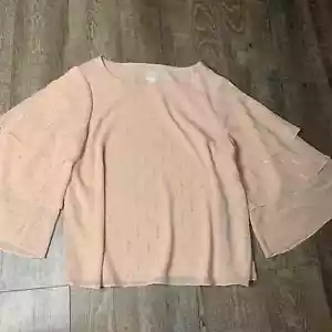 Chico's Blouse Womens Size 1 US Medium Pink Metallic Layered 3/4 Sleeves Lined - Picture 1 of 8