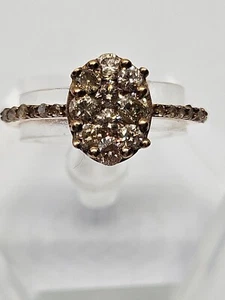 Anillo de diamantes champán natural de oro rosa de 9 quilates de 1,00 quilates Talla O (2,31 g) - Imagen 1 de 11
