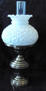 Moon and Star Table Lamp brass base milk glass shade 7" diameter - Picture 1 of 7