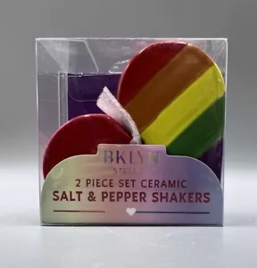 BKLYN Arcobaleno š Set shaker figure mezzo cuore sale e pepe ceramica nuovo - Foto 1 di 11