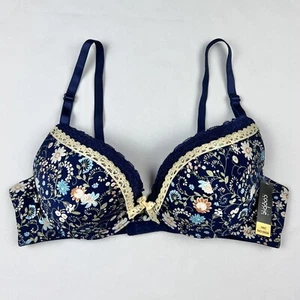 Neu Coobie Intimates 36C blau Blumen gepolsterter Bügel BH - Bild 1 von 8