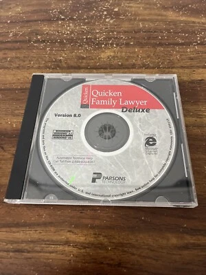 ⭐️⭐️⭐️⭐️⭐️ Quicken Family Lawyer Deluxe Version 8.0 Software CD Disc Only  - Image 1 of 2