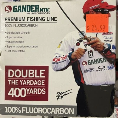 Gander MTN Mountain 8 磅 400 码优质透明全新碳氟鱼线 — 第 1/3 张图片