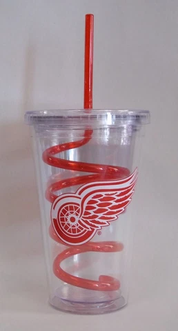 Detroit Red Wings Travel Insulated Tumbler Spiral Straw Cover