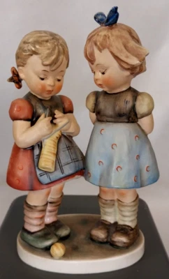 VTG Goebel Hummel #256 “Knitting Lesson” TMK 4  Some Crazing / No Damage / 7.5” - Image 1 of 4