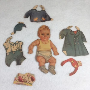 Antique Paper Doll Baby Billy & Clothes - Picture 1 of 10