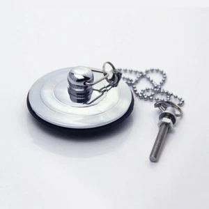 Silver/Gold/Antique Bath Plug with Chain 40-60mm Bathtub Basin Sinks Drain Home - Picture 1 of 10