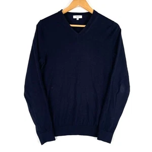 Reiss Mens Earl Merino Wool V Neck Jumper Pullover Sweater Navy Blue Size XS - Picture 1 of 9