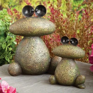 Set of 2 Toad-Ally Awesome Moss Covered Stone Frog Garden Sculptures - Picture 1 of 1