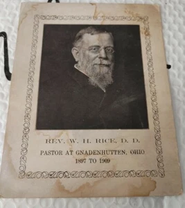 Tarjeta fotográfica 1909 Rev W. H. Rice DD Pastor Gnadenhutten 1897-1909 - Imagen 1 de 1