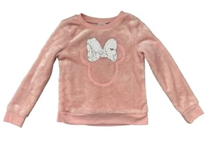 Kleinkind Gr. 5 Mädchen rosa Fleece Disney Pullover mit silbernen Pailletten - Bild 1 von 3