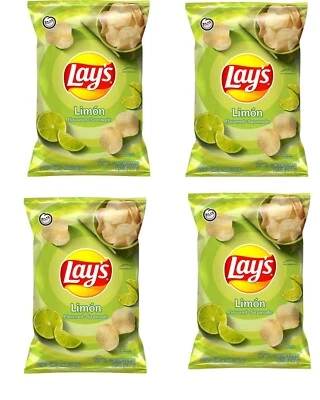 Lay's Potato Chips LIMON Sabor Lima 7.75oz Bolsas Snack 4 Bolsas Foto 1 de 4