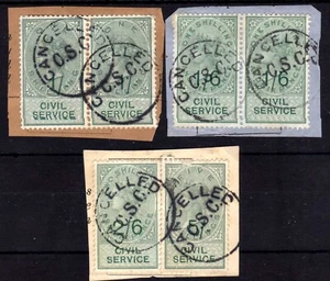 GB REVENUES: CIVIL SERVICE 1895 USED PAIRS SELECTION, 6 STAMPS - Picture 1 of 2