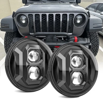 Faros LED redondos de 7 pulgadas para Jeep Wrangler JK LJ TJ CJ Sahara Sport Rubicon Foto 1 de 4
