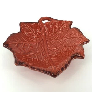 Maioliche Jessica Leaf Bowl Red Orange Coral Textured Serving Candy Dish Italy - Picture 1 of 16