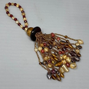 Mulitcolor Mixed Shape Glass Beaded Curtain Holder Tie Back Tassel CRAFT 8.5" - Picture 1 of 8