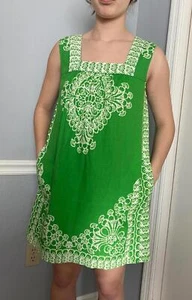 Vestido Tracy Reese Vibrante Verde Bohemio Línea A con Estampado de Encaje - Imagen 1 de 10